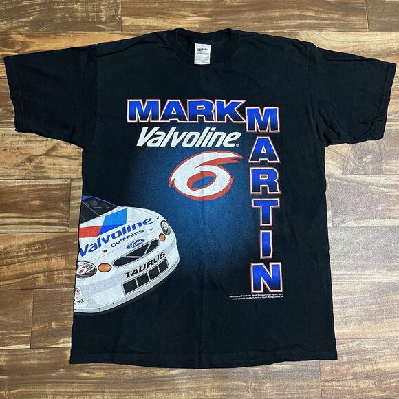Vintage Mark Martin NASCAR Shirt Mens XL All Over Print Valvoline Ford Racing - Picture 2 of 12